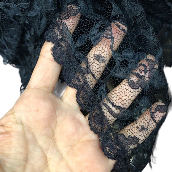 SOLD Vintage 80s Gothic Princess Black Lace Tulle Mermaid Cocktail Formal Dress - Picture 8 of 14